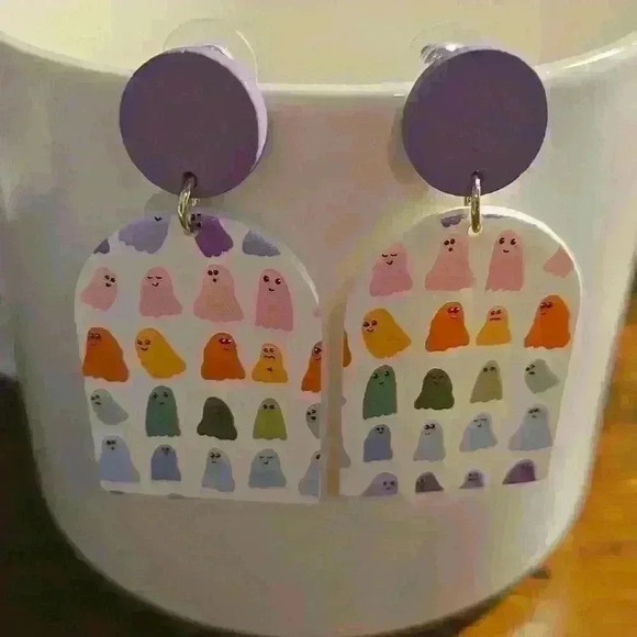 Jewelry - 3 /$15 New Boutique Halloween Colorful Rainbow Ghost Earrings
